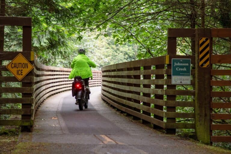 Biker riding the Olympic Discovery Trail
