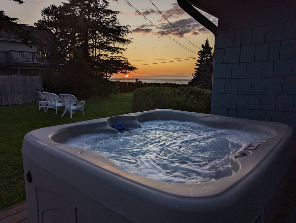 hot tub at night, after a fun day enjoying winter activities in Olympic National Park